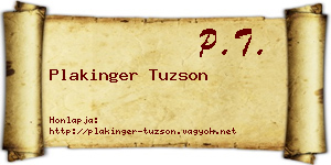 Plakinger Tuzson névjegykártya